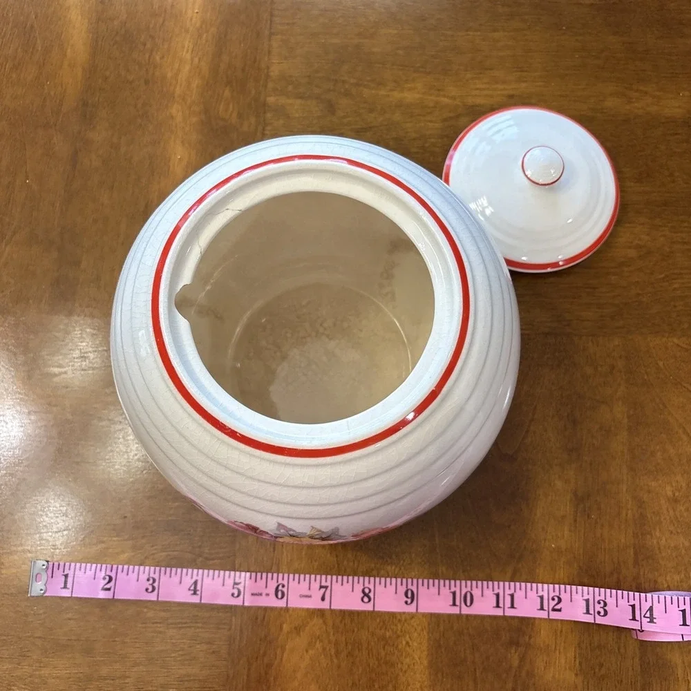 1930s VTG Floral Round Cookie Jar
